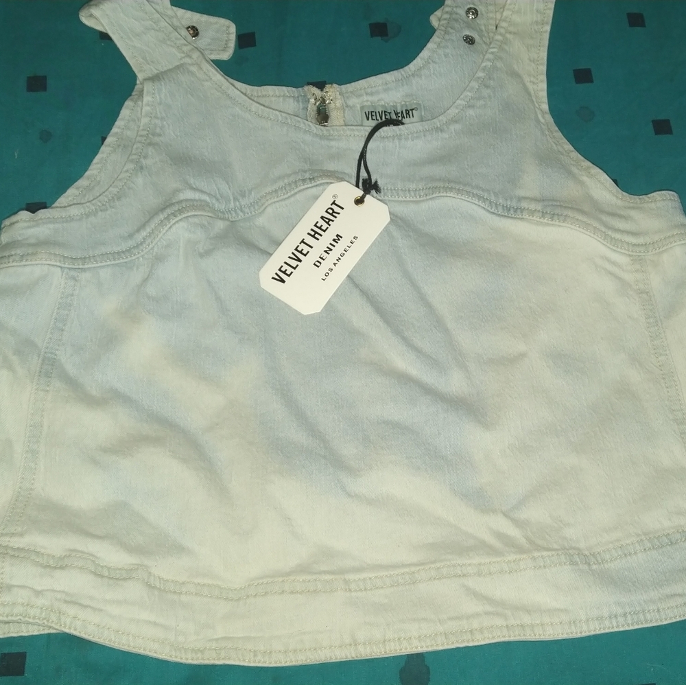 Velvet heart denim tank top size med.